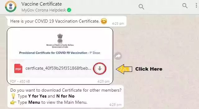 WhatsApp se vaccine certificate kaise nikale in hindi