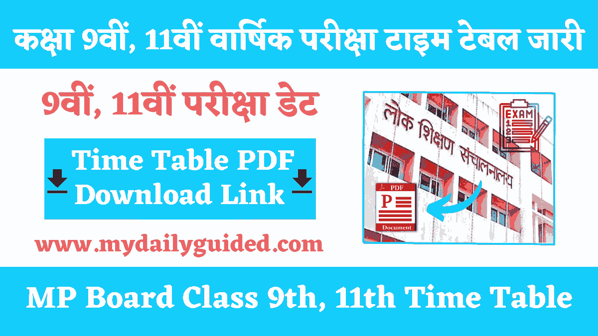 MP Board Class 9th 11th Time Table 2023