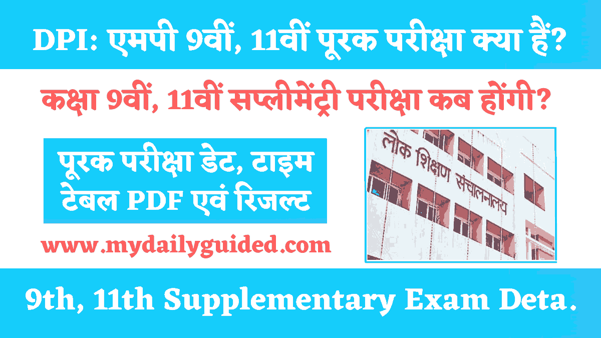 MP Board 9th 11th Supplementary Exam Time Table 2023