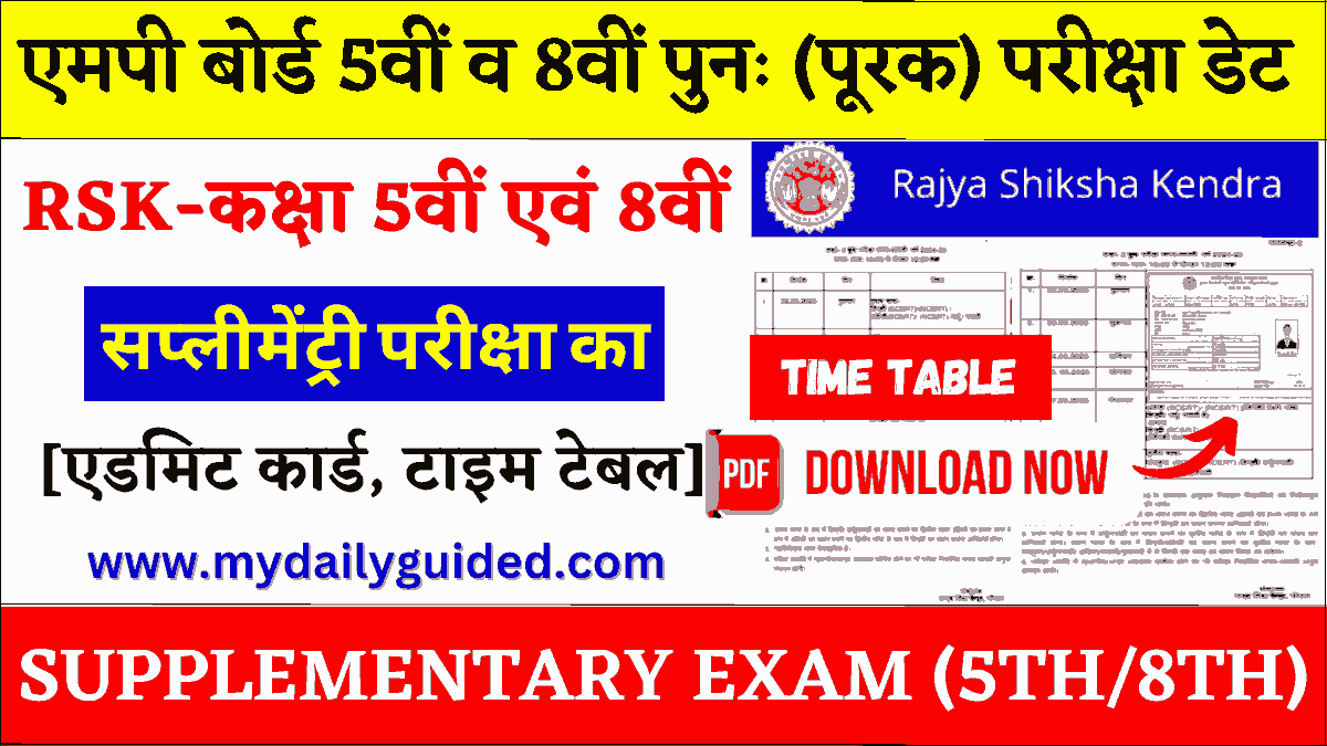 MP Board Class 5th 8th Supplementary Exam 2025