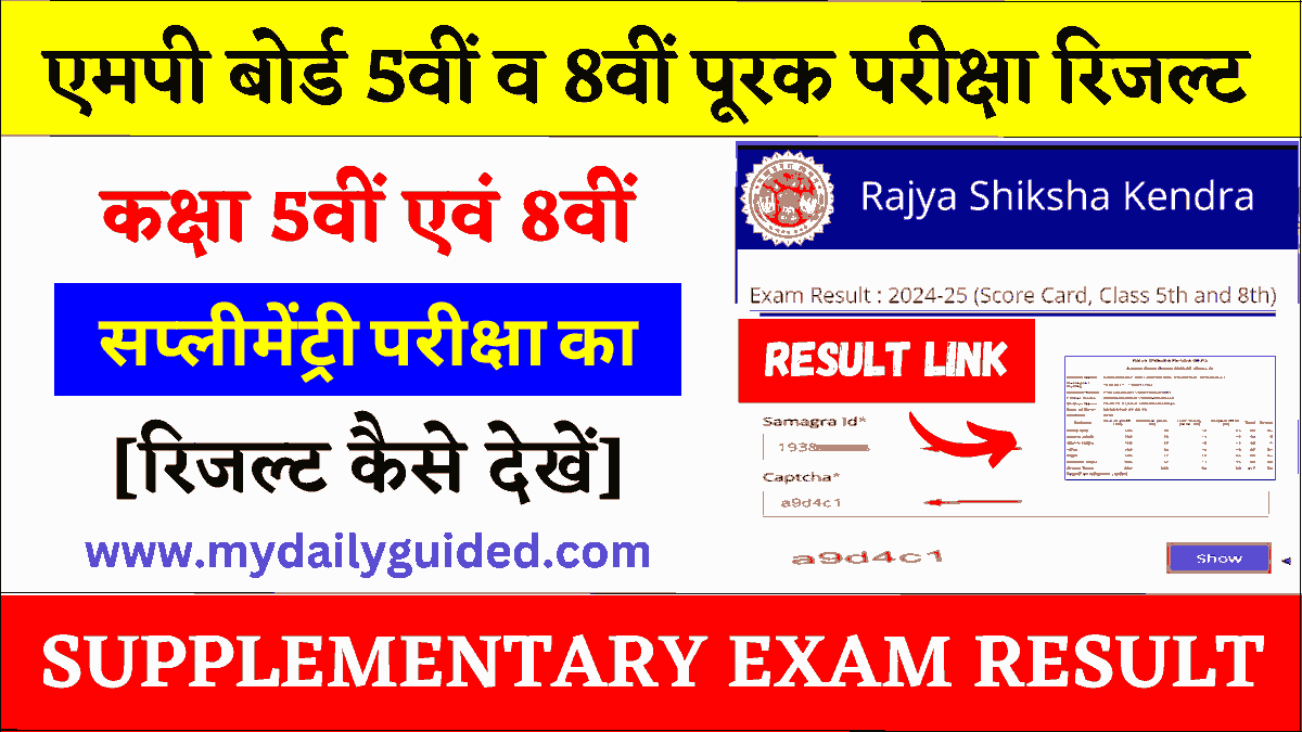 MP Board 5th 8th Supplementary Result 2025