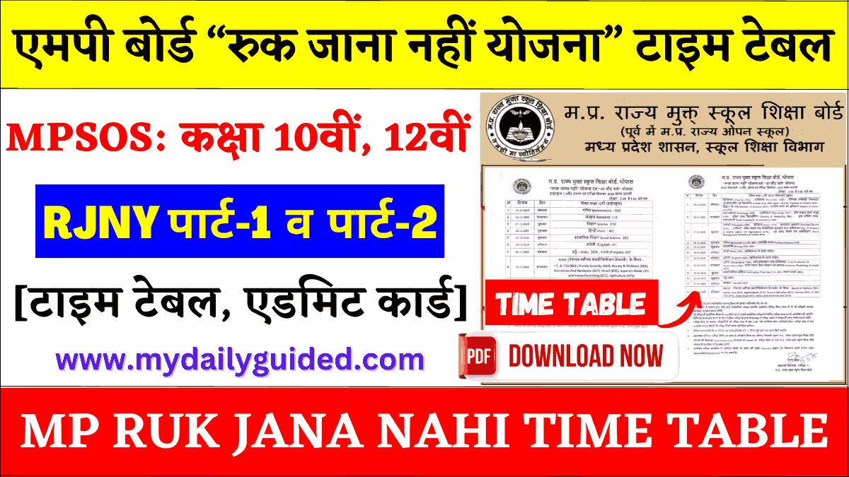 MP Ruk Jana Nahi Time Table 2025-26 10th/12th